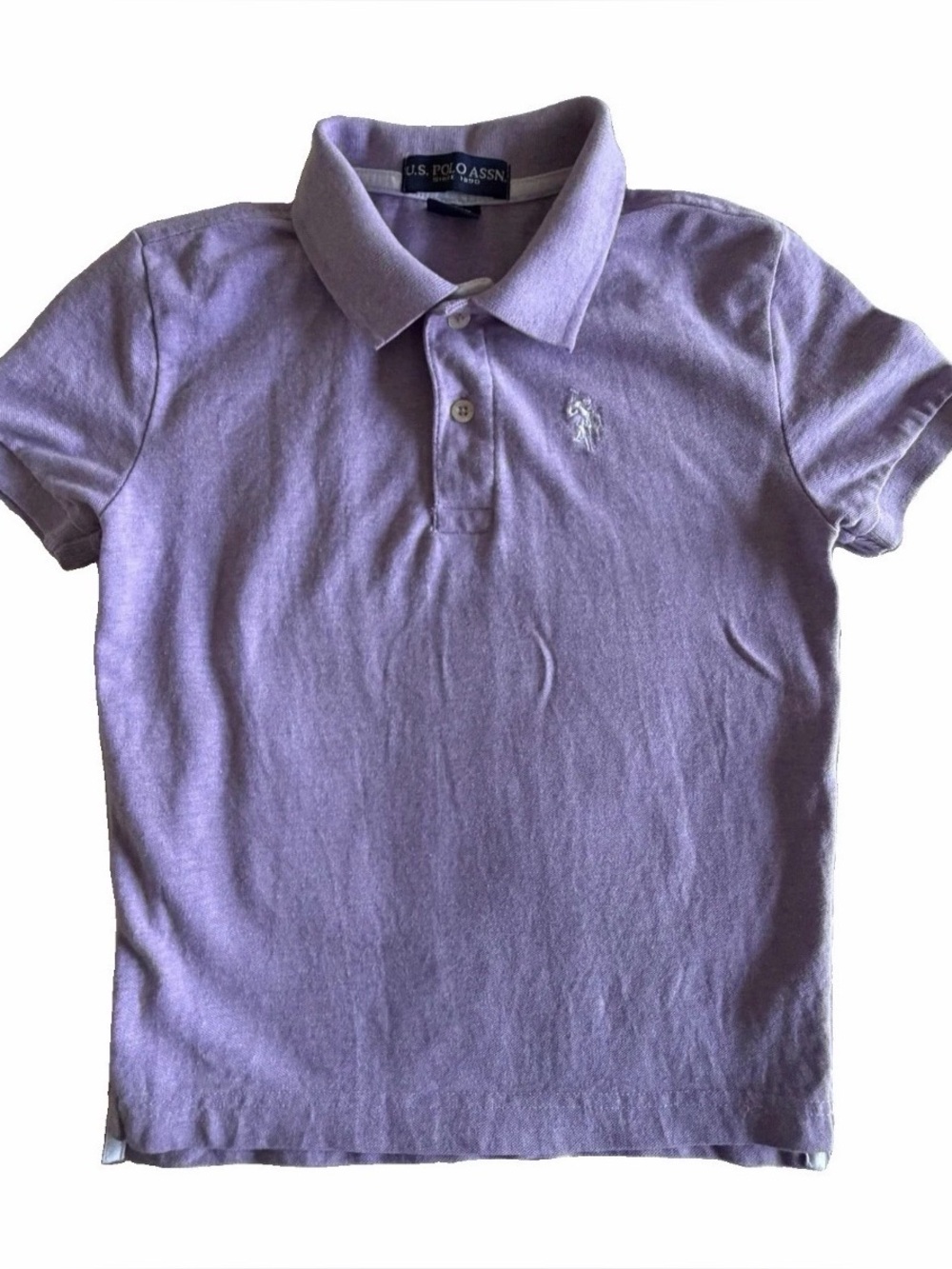 U.S. POLO ASSN. Polo Kids 6-7 Purple Short Sleeve Collared Pique Knit Shirt
